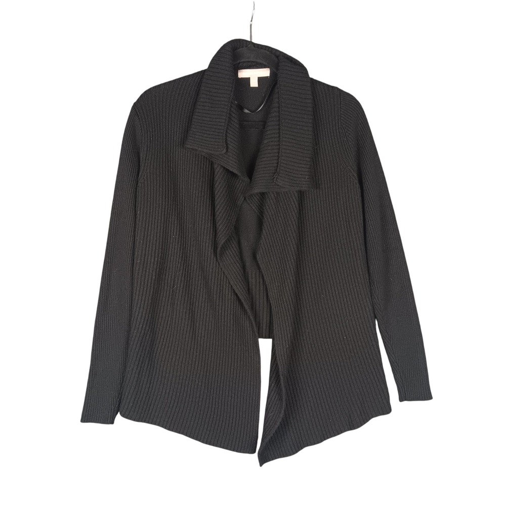 Banana Republic XS Black Open Front Drape Collar Knit Cardigan Sweater